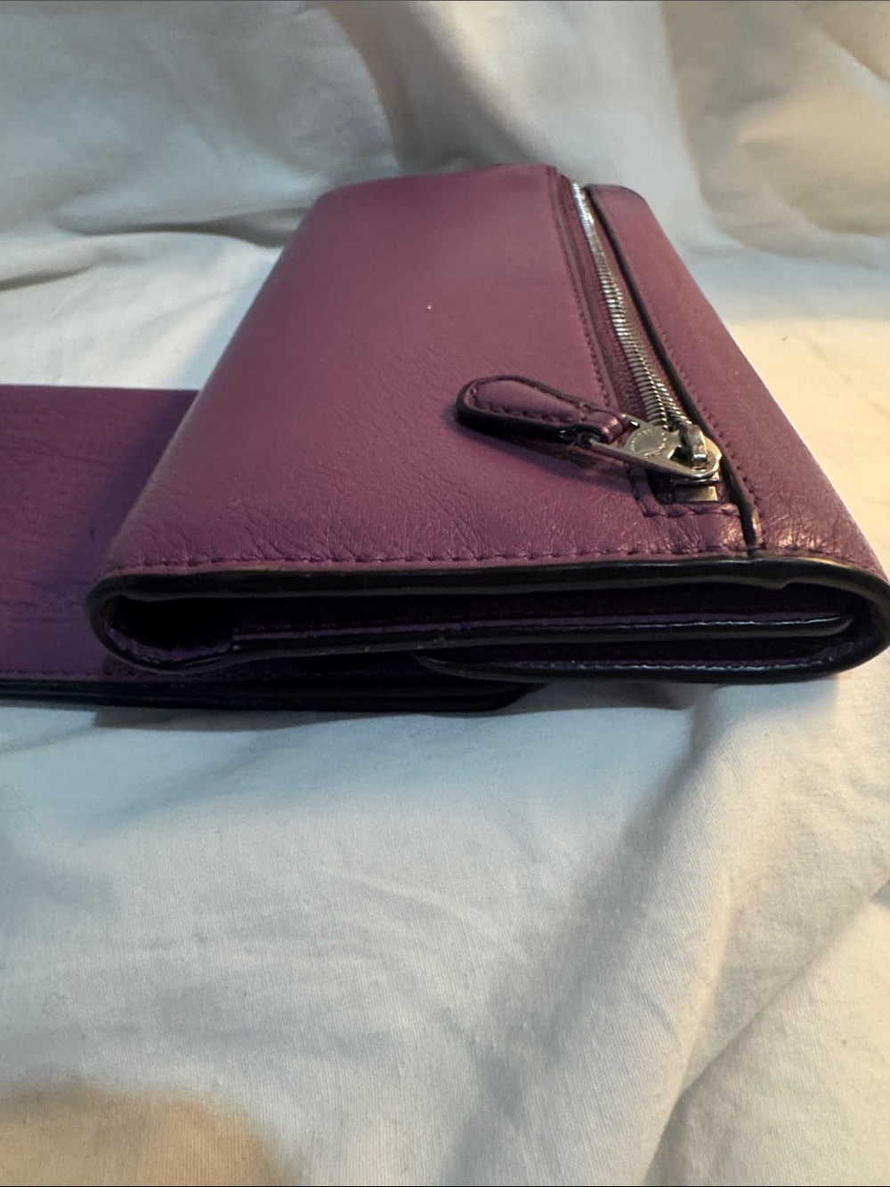 Coach Purple Leather Envelope Wallet Clutch - Picture 7 of 8